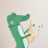 Crocodile playing saxophone