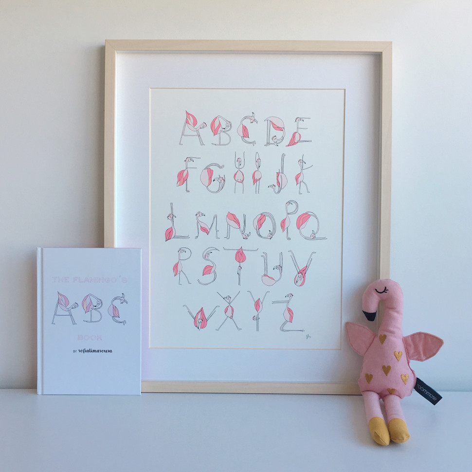 "Flamingo's ABC" Book + Print